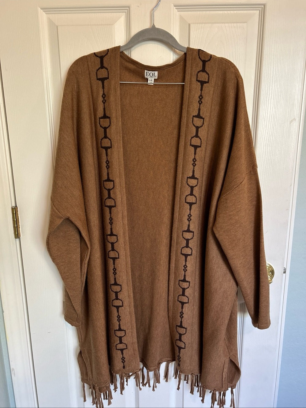 EQL by Kerrits Brown Fringe Equestrian Open-Front Women's Sweater Cardigan